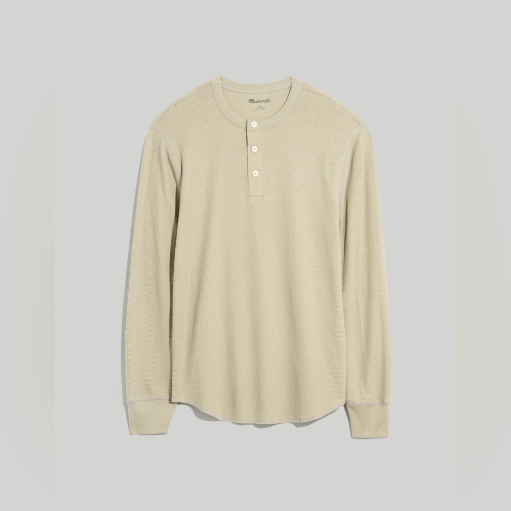 Madewell Cream Thermal Long Sleeve Quarter Button Henley Tee Size Large